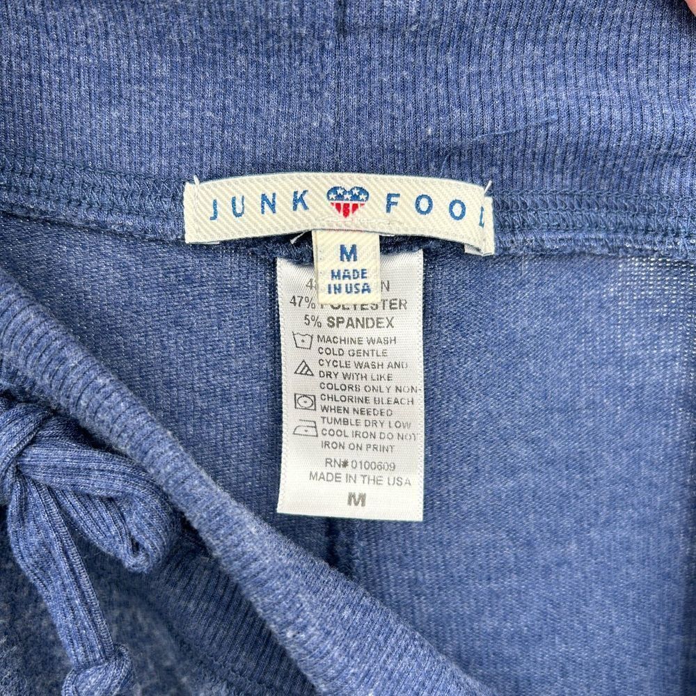 JUNK FOOD Blue Reverse Fleece Waist Tie Pull On Jogger Pants Size Medium - Picture 5 of 6